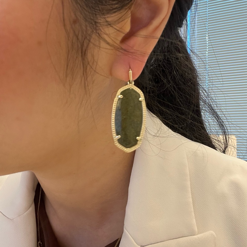 Kendra Scott Elle Earrings - Green and Gold